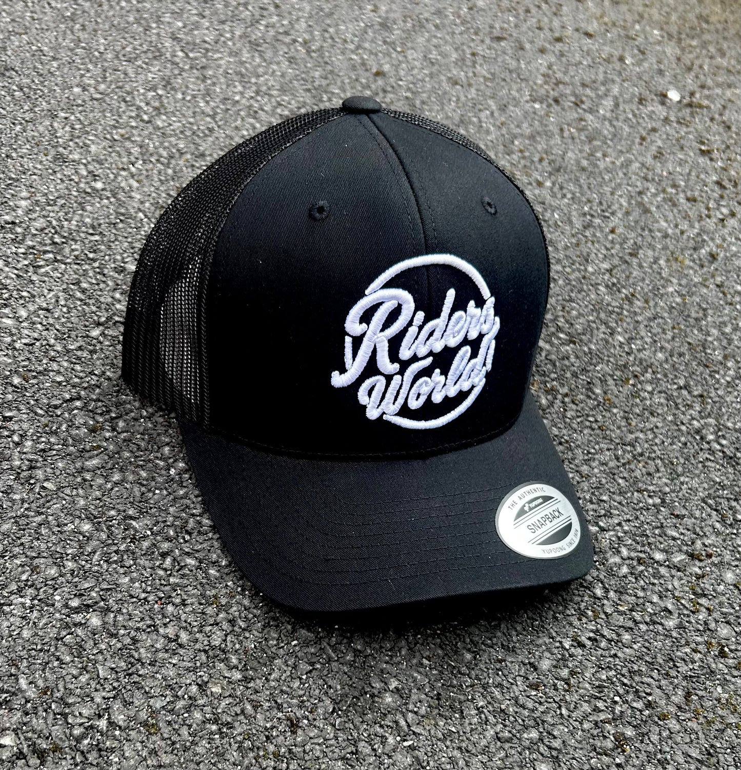 Riders World 3D Embroidered Snapback Cap - Black