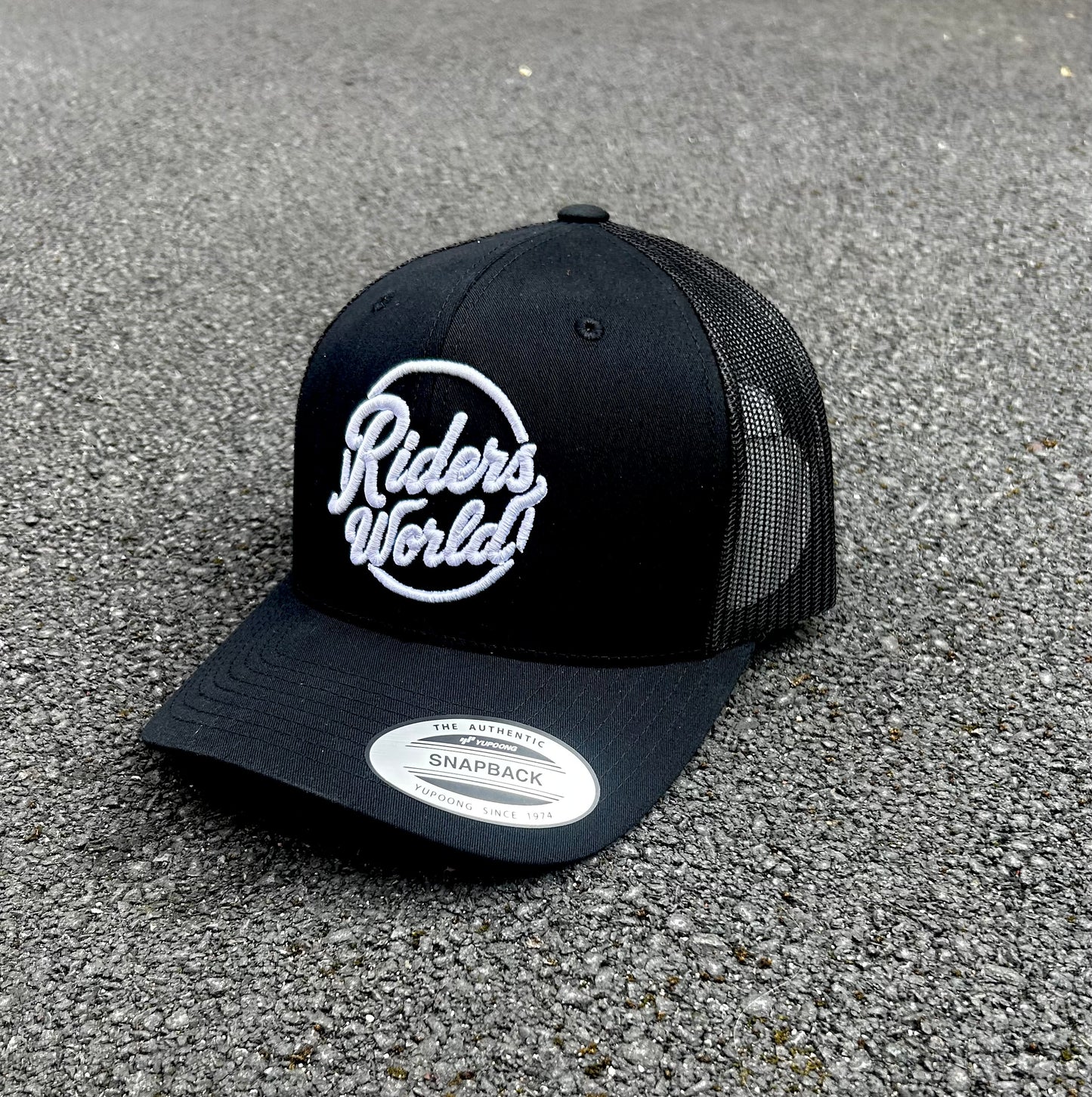 Riders World 3D Embroidered Snapback Cap - Black
