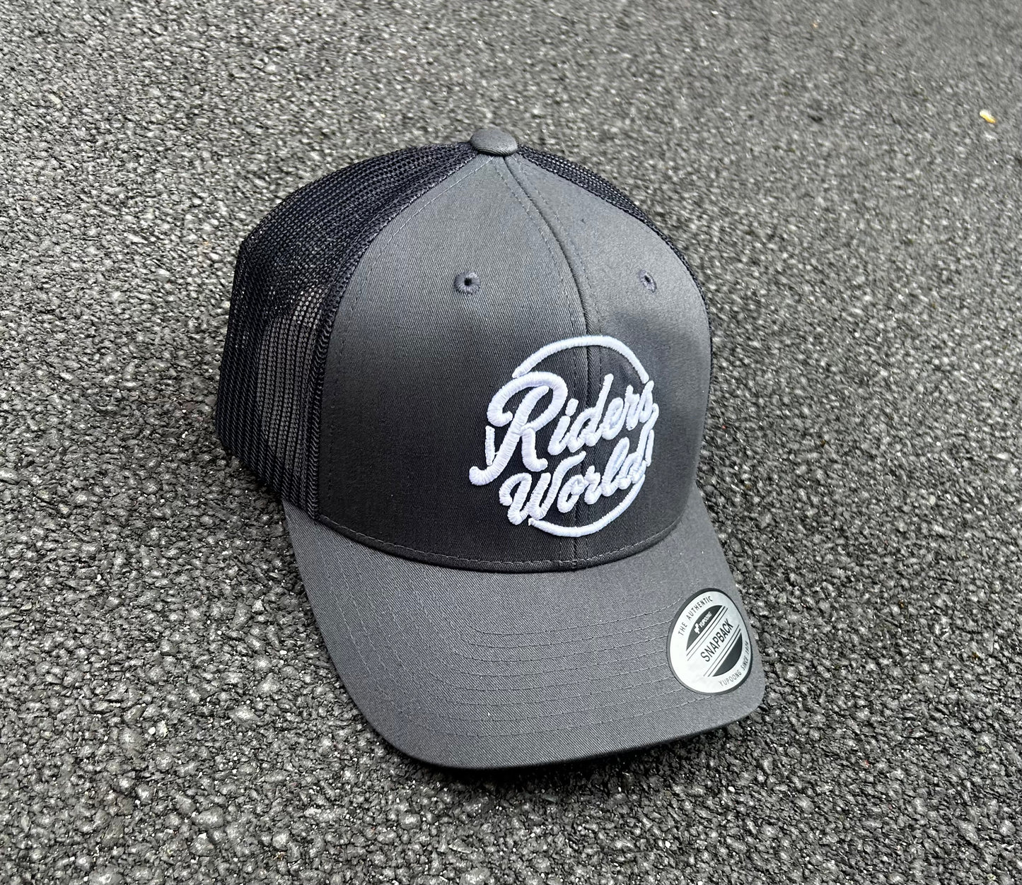 Riders World 3D Embroidered Snapback Cap - Gray