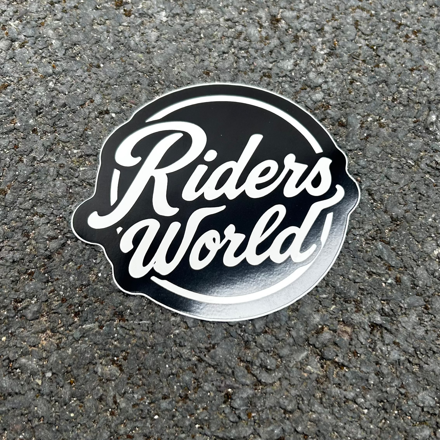 Riders world logo sticker - 100x100mm